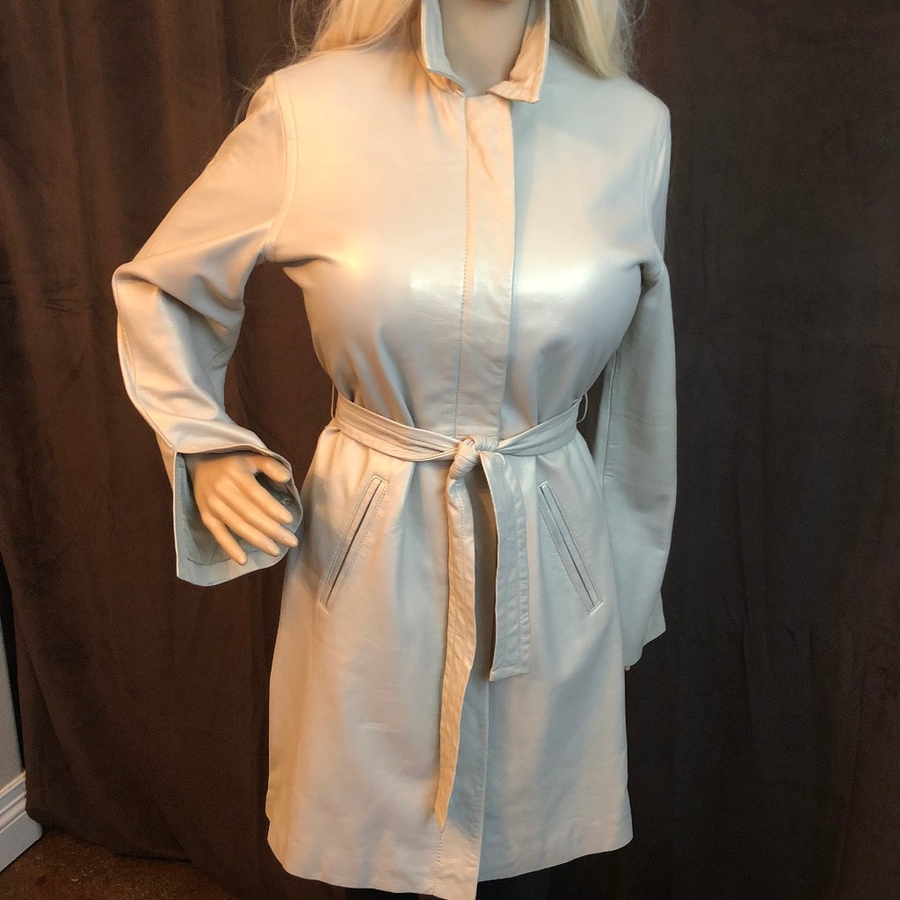 Express Butter Leather Beige Luster Trench Coat
